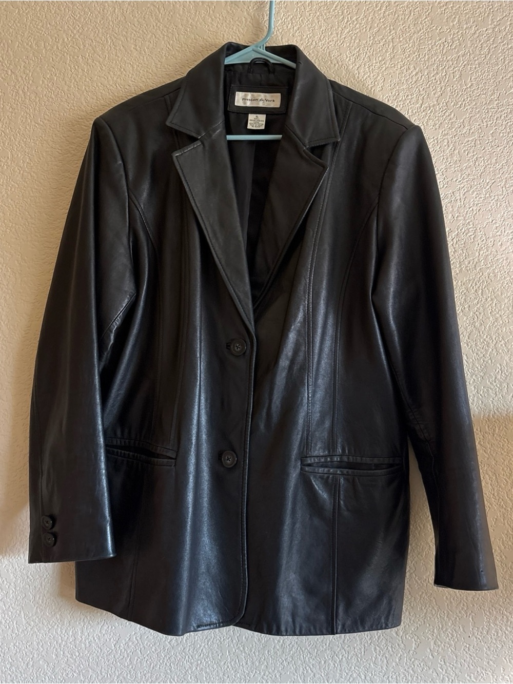 Preston & York Lamb Skin  Black Leather Blazer Jacket